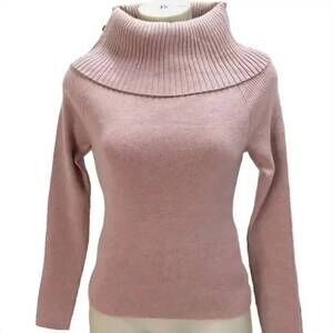 NEW DH NEW YORK women's becca funnel neck soft sweater in dahlia